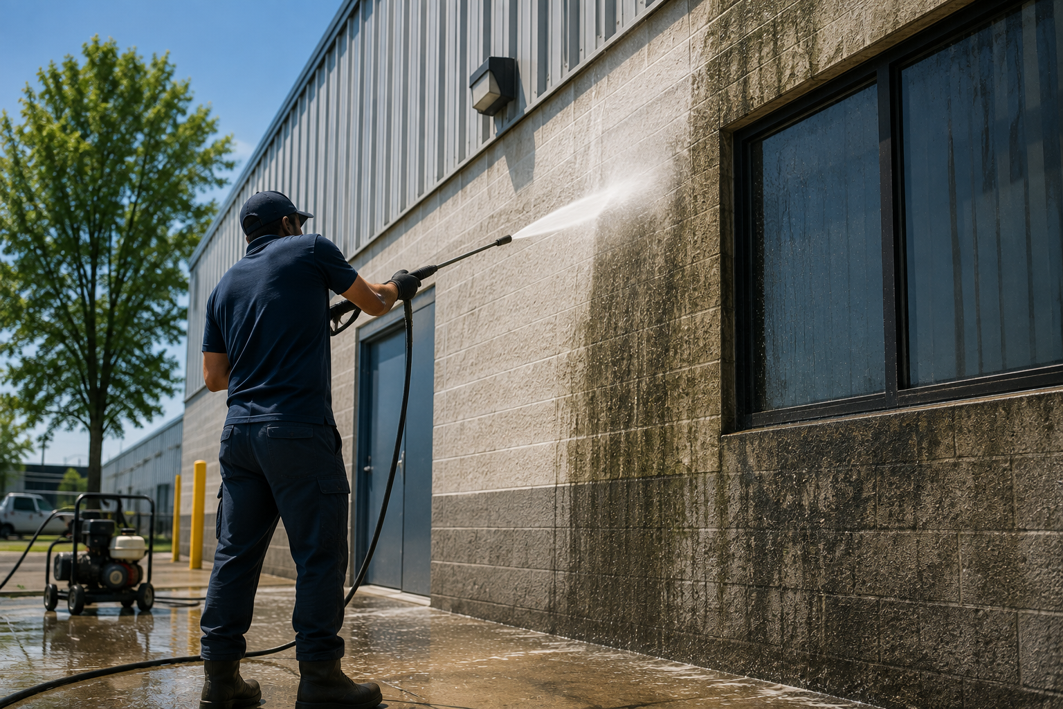 Professional commercial pressure washing